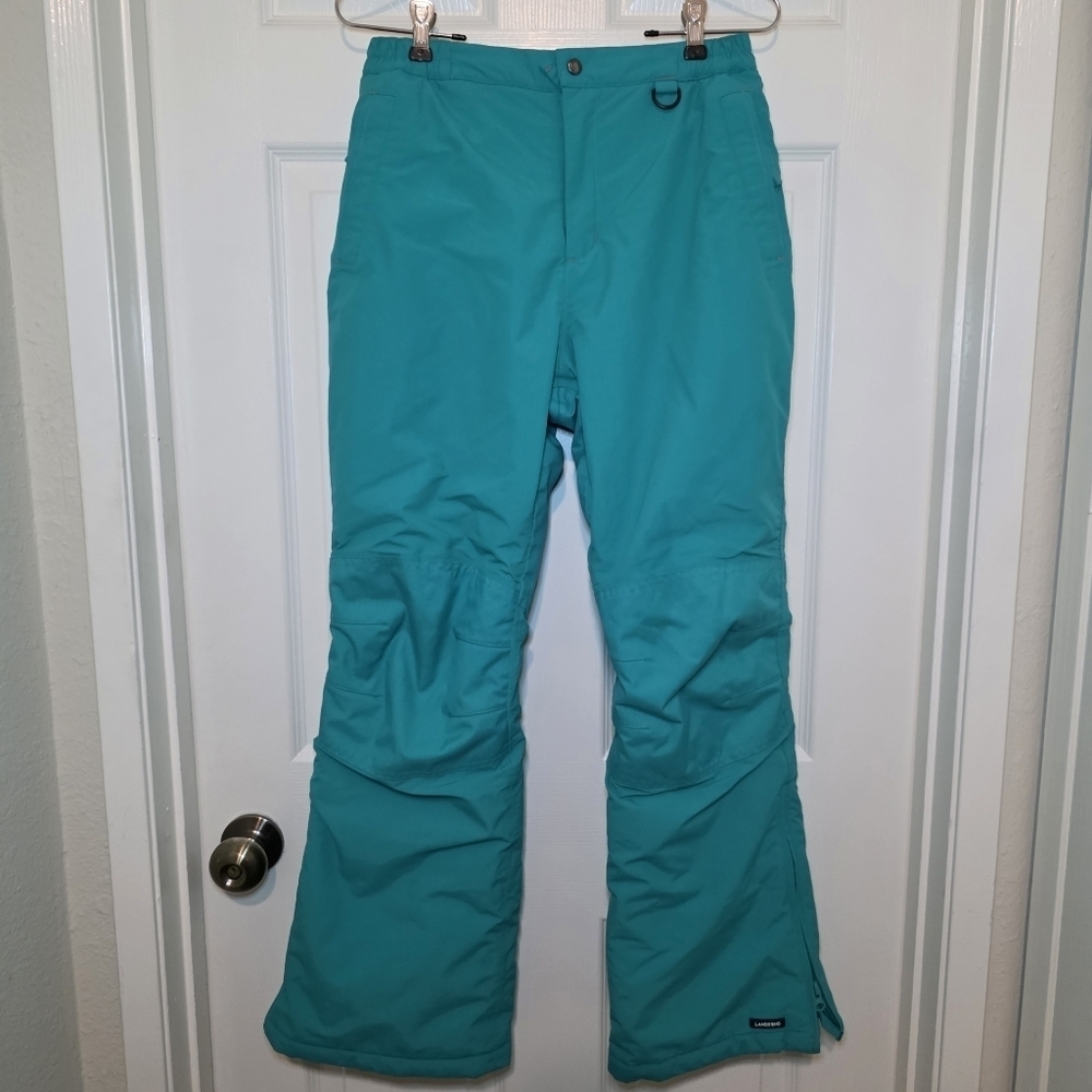 Lands End Kids Squall Waterproof Insulated Iron Knee Snow Pants Sz 14 Green - Picture 1 of 12